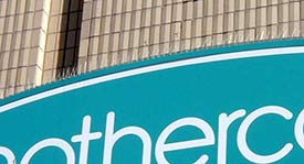 Image of bird spikes applied to the top of a commercial sign to keep pigeons off the structure.